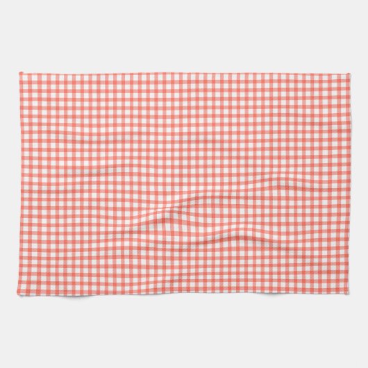 Cute Retro Red Gingham Plaid pattern Theedoek (Horizontaal)