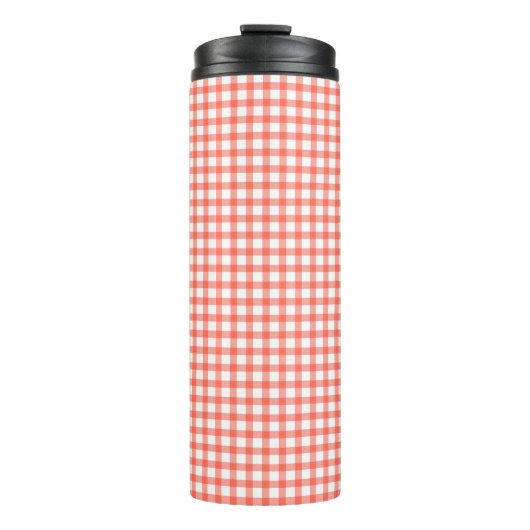 Cute Retro Red Gingham Plaid pattern Thermosbeker (Voorkant)