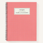 Cute Retro Red Gingham Pset Personalized Recipe Notitieboek (Voorkant)
