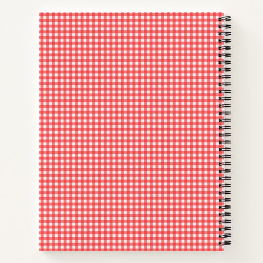 Cute Retro Red Gingham Pset Personalized Recipe Notitieboek (Achterkant)