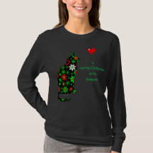 Cute Retro Red Green met kerstfeestmaal Cat T-S