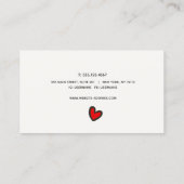 Cute Retro Red Heart Handgeschreven Script Typogra Visitekaartje (Achterkant)