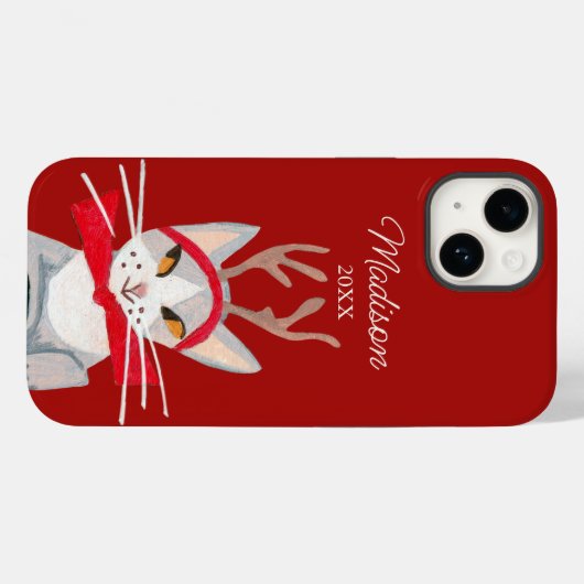 Cute retro red Kerstmis Case-Mate iPhone Case (Achterkant (horizontaal))
