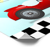 Cute Retro Red Race Car Baby Photo Birth Stats Poster (Hoek)