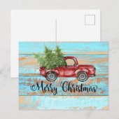 Cute Retro Red Truck Land Kerstmis Briefkaart (Voorkant / Achterkant)