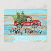 Cute Retro Red Truck Land Kerstmis Briefkaart (Voorkant)