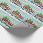 Cute Retro Red Truck Land Kerstmis Cadeaupapier (Hoek)