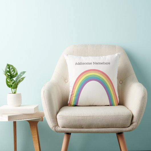 Cute Retro Regenboog  Leuk  Voeg je naam toe Kussen (Stoel)