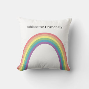 Cute Retro Regenboog  Leuk  Voeg je naam toe Kussen