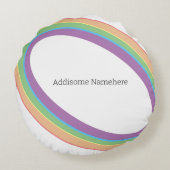 Cute Retro Regenboog  Leuk  Voeg je naam toe Rond Kussen (Achterkant)