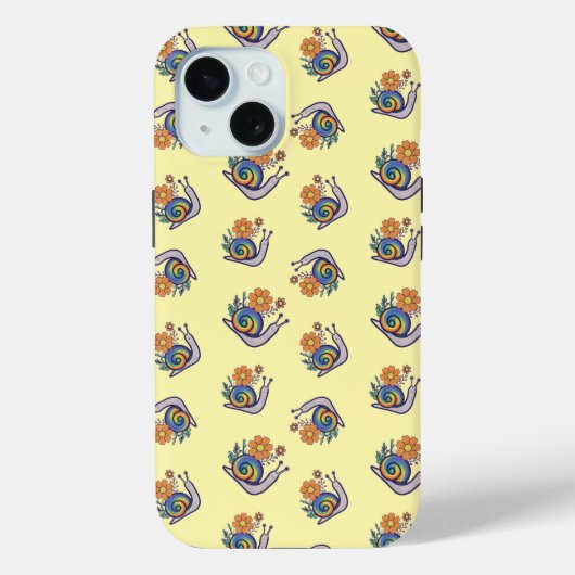 Cute Retro Regenboog Slakken Apple iPhone Hoesje (Achterkant)