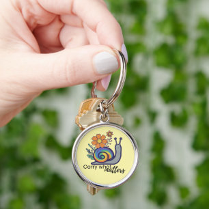 Cute Retro Regenboog Slakken Bloemensleutelhanger, Sleutelhanger