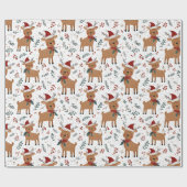 Cute Retro Reindeer Christmas Cadeaupapier (Vlak)