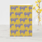 Cute Retro Rhino Rhinoceros Pattern Yellow Blank Kaart (Gele Bloem)