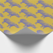 Cute Retro Rhino Rhinoceros Pattern Yellow Paars Cadeaupapier (Hoek)