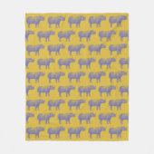 Cute Retro Rhino Rhinoceros Pattern Yellow Paars Fleece Deken (Voorkant)