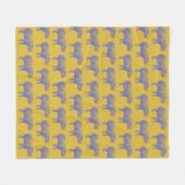 Cute Retro Rhino Rhinoceros Pattern Yellow Paars Fleece Deken (Voorkant (Horizontaal))