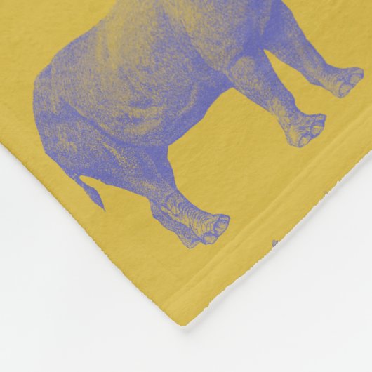 Cute Retro Rhino Rhinoceros Pattern Yellow Paars Fleece Deken (Hoek)