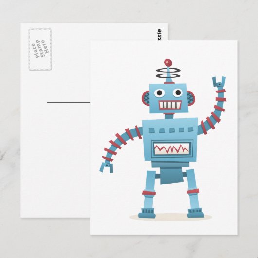Cute retro robot android kinder cartoon briefkaart (Voorkant / Achterkant)