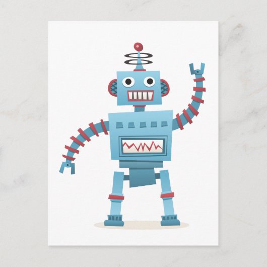 Cute retro robot android kinder cartoon briefkaart (Voorkant)