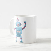 Cute retro robot android kinder cartoon koffiemok (Voorkant links)