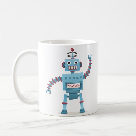 Cute retro robot android kinder cartoon koffiemok (Links)