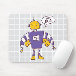 Cute Retro Robot "Beep Beep" Grid Muismat