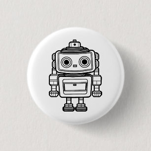 Cute retro robot cartoon display Badge Ronde Button 3,2 Cm