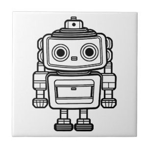Cute retro robot cartoon illustratie tegeltje