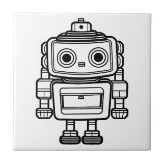 Cute retro robot cartoon illustratie tegeltje