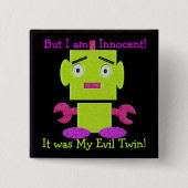 Cute Retro Robot - Ghoul Green - Evil Twin Vierkante Button 5,1 Cm (Voorkant)
