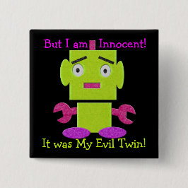 Cute Retro Robot - Ghoul Green - Evil Twin Vierkante Button 5,1 Cm
