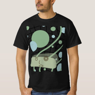 Cute Retro Robot Kunst Grafische Zwarte T-Shirt
