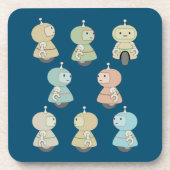 Cute Retro Robot Pattern Bier Onderzetter (Voorkant)