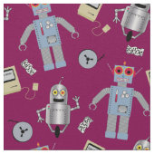 Cute Retro Robots en Computers Stof (Close Up)
