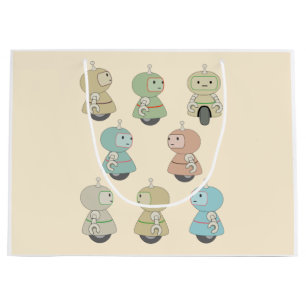 Cute Retro Robots Pattern Groot Cadeauzakje