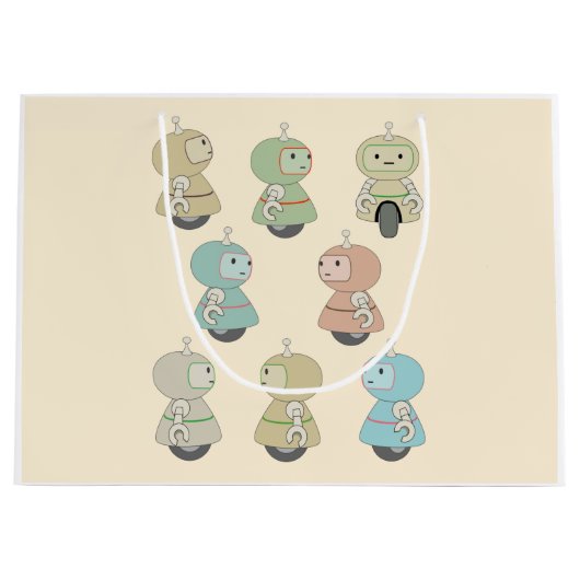 Cute Retro Robots Pattern Groot Cadeauzakje (Voorkant)