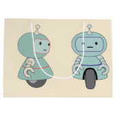 Cute Retro Robots Pattern Groot Cadeauzakje (Achterkant)
