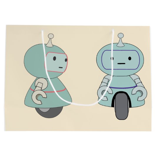 Cute Retro Robots Pattern Groot Cadeauzakje (Achterkant)