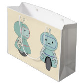 Cute Retro Robots Pattern Groot Cadeauzakje (Achterkant Gekanteld)