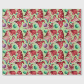 Cute retro  rode groene gnoom petten patroon cadeaupapier (Vlak)