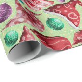 Cute retro  rode groene gnoom petten patroon cadeaupapier (Rol Hoek)