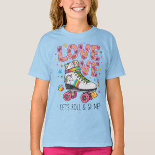 Cute Retro Roller Schaats LOVE Meisjes T-Shirt