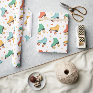 Cute Retro Roller-Schaatsen Cadeaupapier