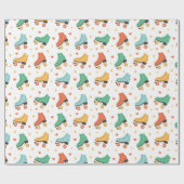 Cute Retro Roller-Schaatsen Cadeaupapier (Vlak)