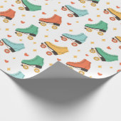 Cute Retro Roller Skates  Cadeaupapier (Hoek)
