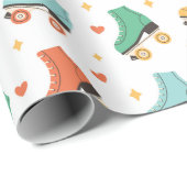 Cute Retro Roller Skates  Cadeaupapier (Rol Hoek)