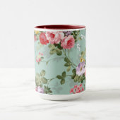 Cute Retro Roos Wallpaper Beauful Floral  Mok (Midden)