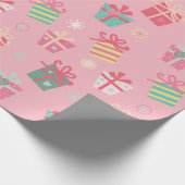 Cute Retro Roze Cadeaus Kerstmis Cadeaupapier (Hoek)