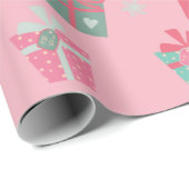Cute Retro Roze Cadeaus Kerstmis Cadeaupapier (Rol Hoek)